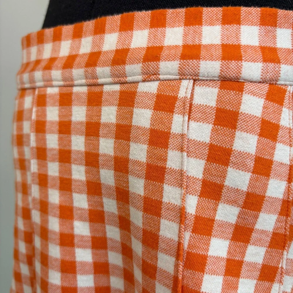 Free People Honey Pleated Mini Skirt Orange Gingham Size 10, Preppy, School girl